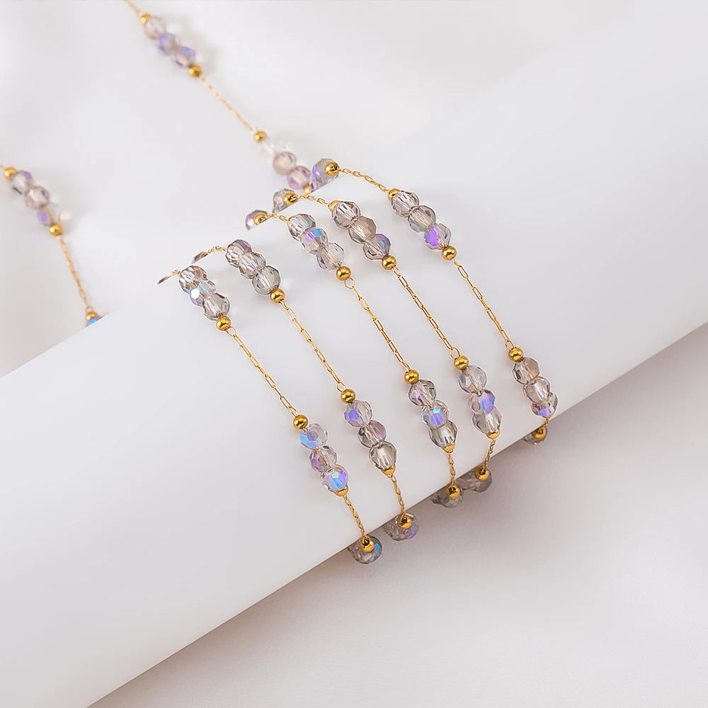 Edelstahl Perlenkette 1 Meter mit Farbverlauf für DIY Schmuck