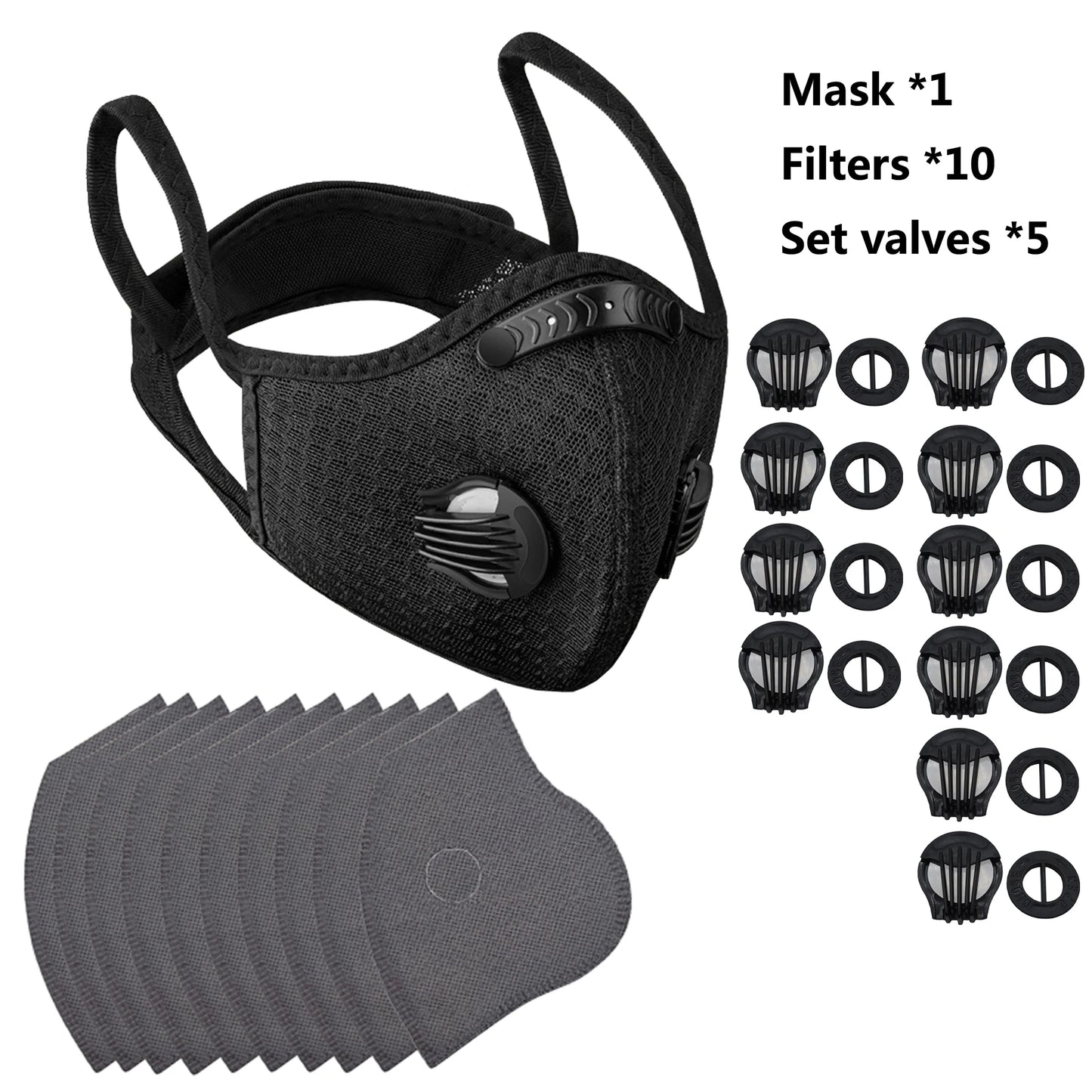 Atmungsaktive Sportmaske mit Aktivkohlefilter – waschbar, wiederverwendbar, Komfort für Männer