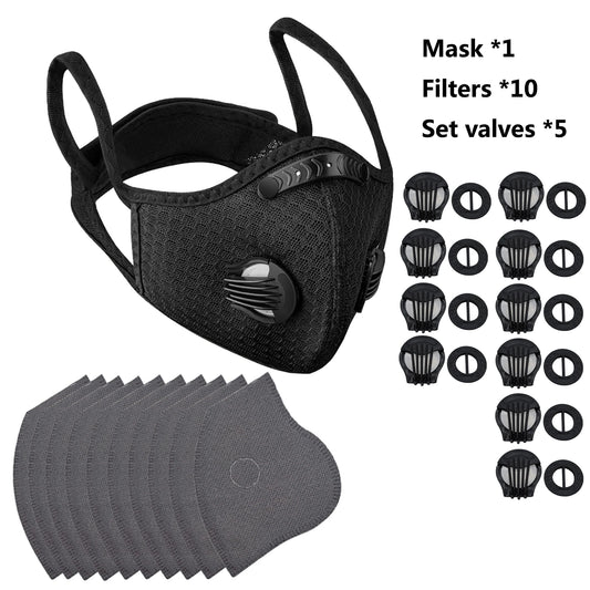 Atmungsaktive Sportmaske mit Aktivkohlefilter – waschbar, wiederverwendbar, Komfort für Männer