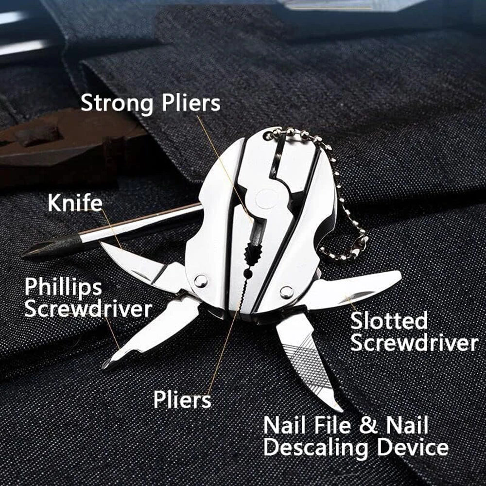 Robustes 6-in-1 Edelstahl Multitool: Zange, Messer, Schraubendreher, Outdoor