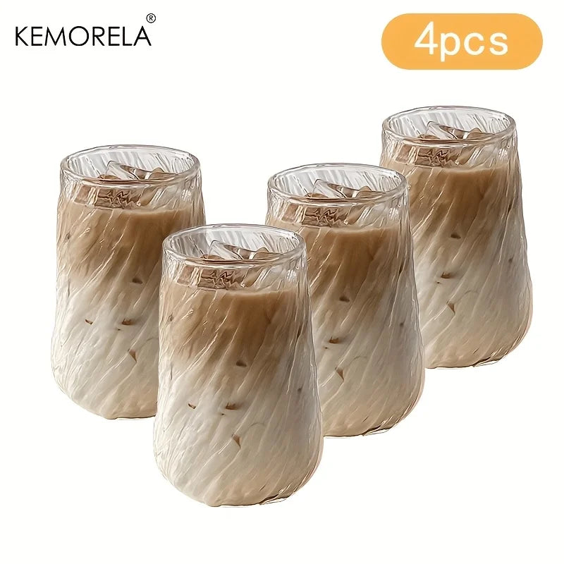Glasbecher 4 Stück rund stilvolles rotierendes Streifendesign Trinkgläser-Yabubest - Home & More