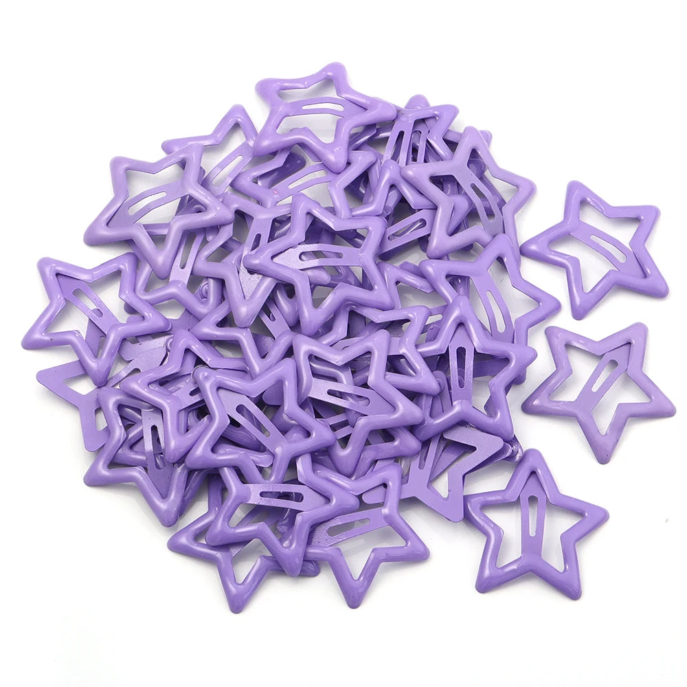 50er Set Bunte Stern Haarspangen Metall Snap Clips für Mädchen Frauen