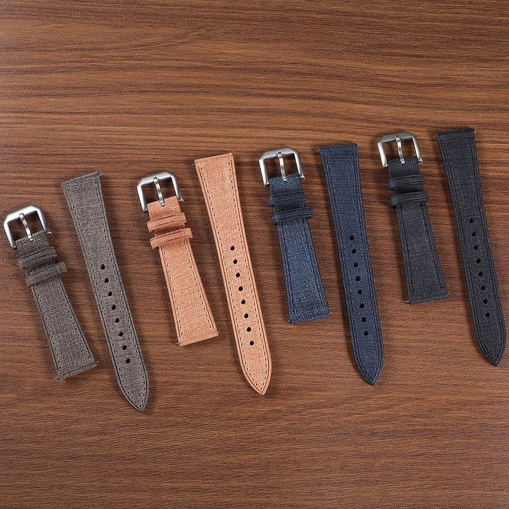 20 mm 22 mm Leder Uhrenarmband handgefertigt mit Leinenstruktur Schnellverschluss-Yabubest - Home & More