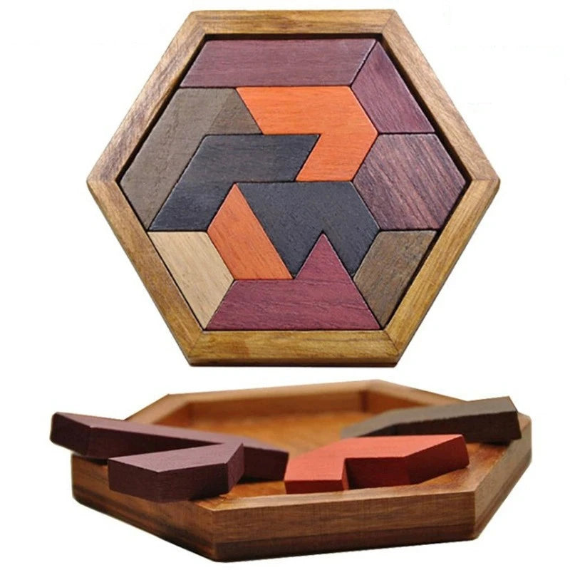 Montessori Holz Puzzle Tangram Geometrie Denkspiel Lernspielzeug Kinder