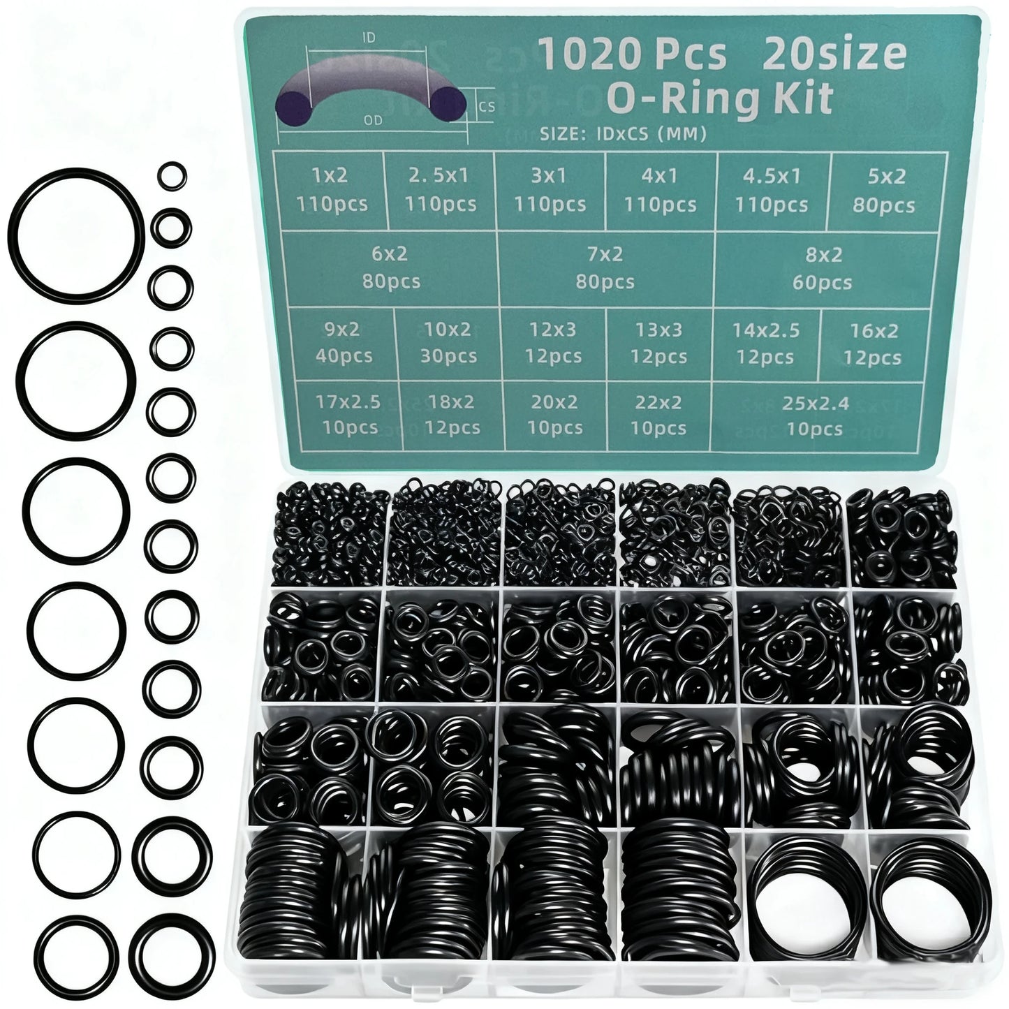 1020-teiliges Nitril O-Ring Reparaturset in Box – Dichtungsring Set