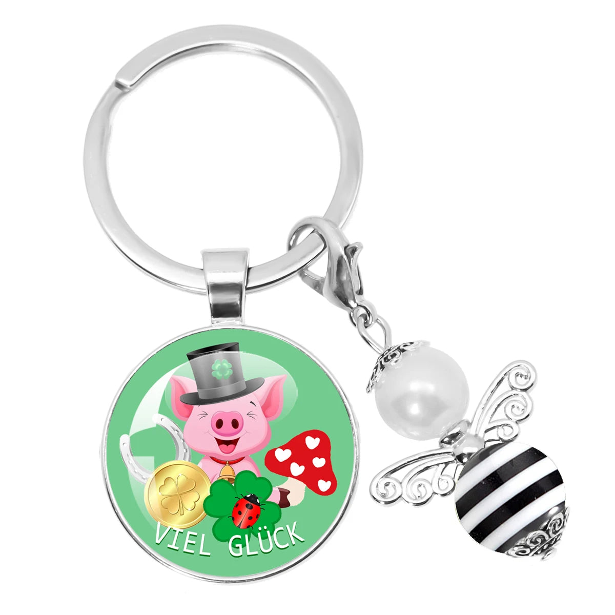 Glücksbringer Schlüsselanhänger mit vierblättrigem Kleeblatt Design