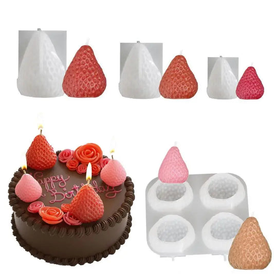 Silikonform 3D Erdbeere für DIY Duftkerzen und Kuchen Backform
