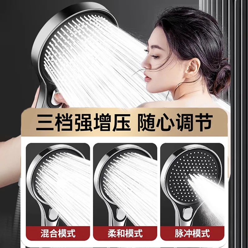 Hochdruck Duschkopf 13 cm mit 3 Modi aus ABS Plastik und Chrom