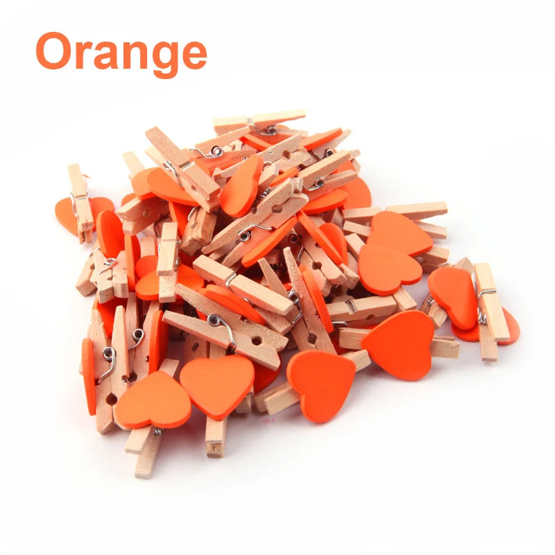 50x Holz Herz Foto Clips für DIY Deko, Hochzeit, Notizen Wohnkultur