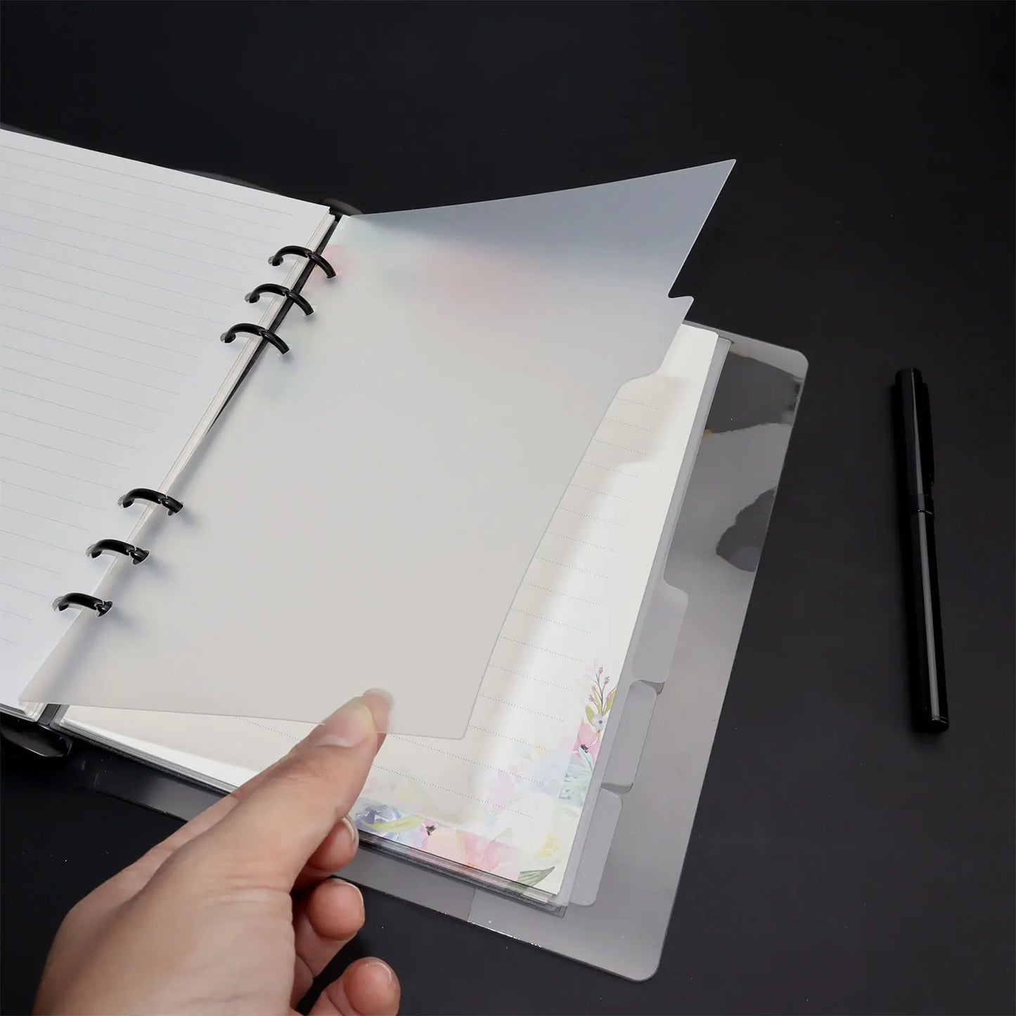 Transparenter Papier Indexteiler mit 6 Löchern für Binder und Planer