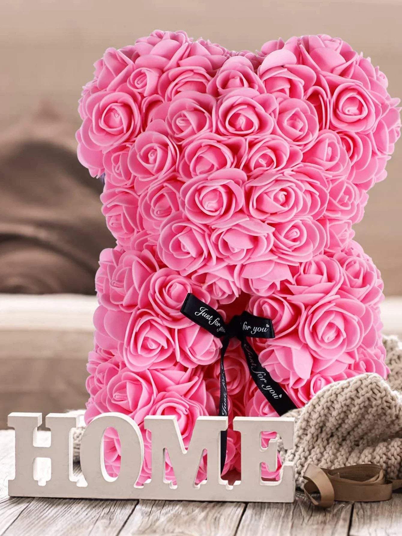 Ewige Rose Teddybär 25m Künstliche Blumen Geschenk und Dekoration-Yabubest - Home & More
