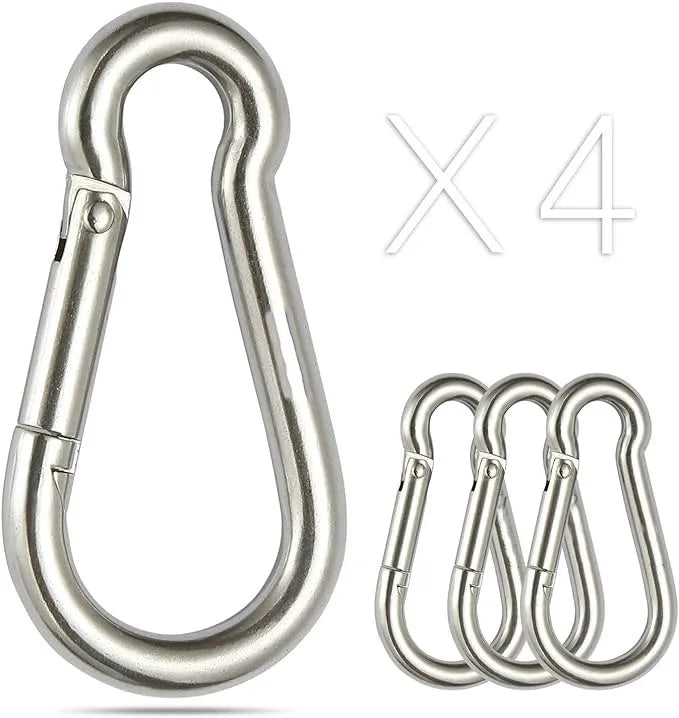 4er-Pack Edelstahl Karabinerhaken 1,6 Zoll mit Feder für Outdoor Nutzung
