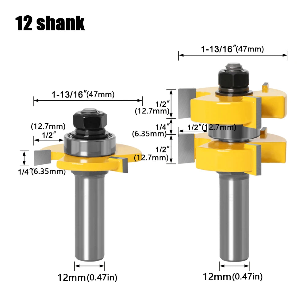 2-teiliges Fräser-Set mit 6 mm Schaft für Holzbearbeitung