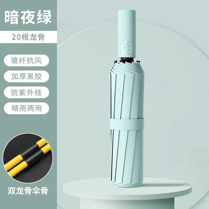 Automatischer Faltschirm Sonnen- Regenschutz doppelt 3-fach faltbar Nylon