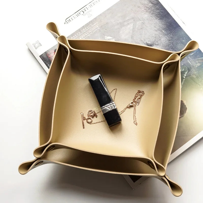 Leder Ablage Desktop-Organizer für Schlüssel Schmuck Kosmetik