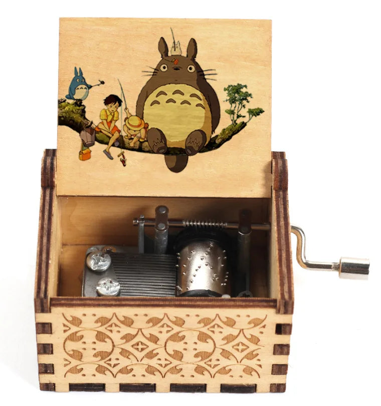 Bemalte Holz-Spieluhr mit Handkurbel Luxuriöses Totoro Musikgeschenk