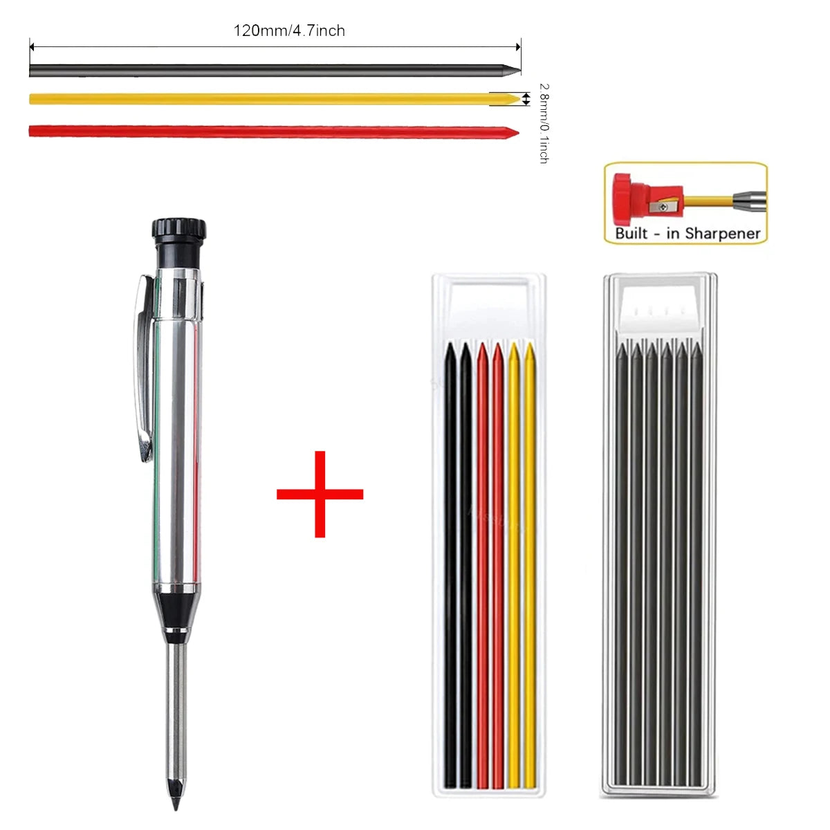 Massiver Zimmermannsbleistift Metall mit Spitzer Tieflochmarker Werkzeug