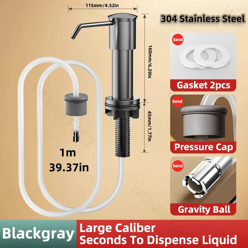 Seifenspender für Küchenspüle gebürstete Pumpe Arbeitsplatte silberfarben