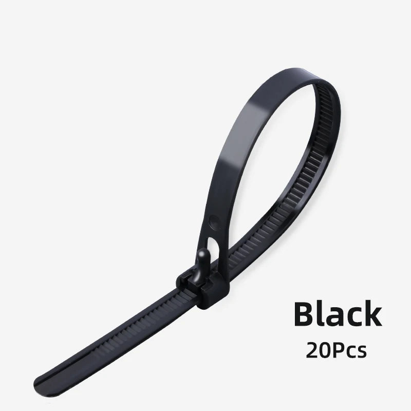 20 Stück wiederverwendbare Kabelbinder aus Nylon verstellbar verschiedene Größen