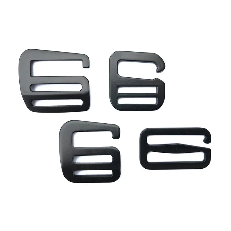 5 oder 10 schwarze Metall G-Hakenschnallen Tri-Glide Riemenversteller