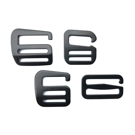 5 oder 10 schwarze Metall G-Hakenschnallen Tri-Glide Riemenversteller