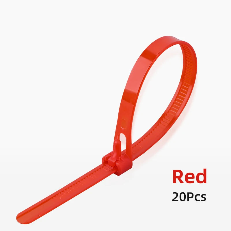 20 Stück wiederverwendbare Kabelbinder aus Nylon verstellbar verschiedene Größen