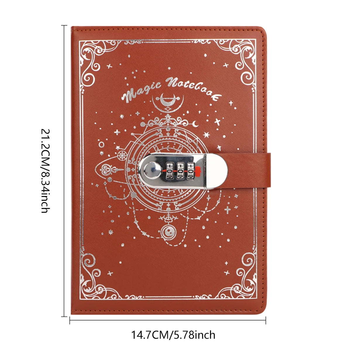 PU-Notizbuch mit Passwortschutz, 200 Seiten, ideal für Büro und Schule