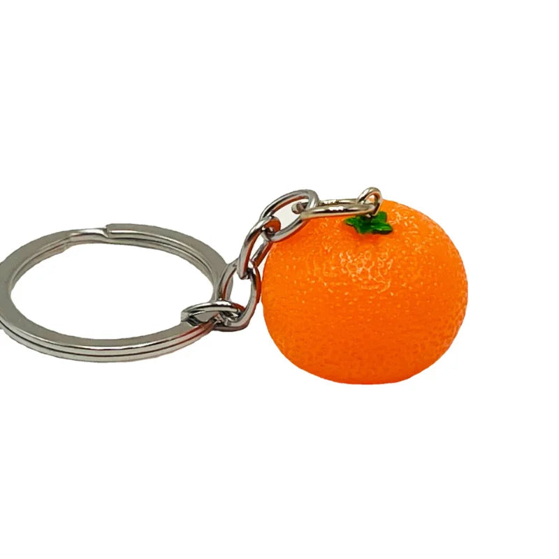 Kreativer Orangen-Schlüsselanhänger aus Resin - Silber für stilvollen Alltag