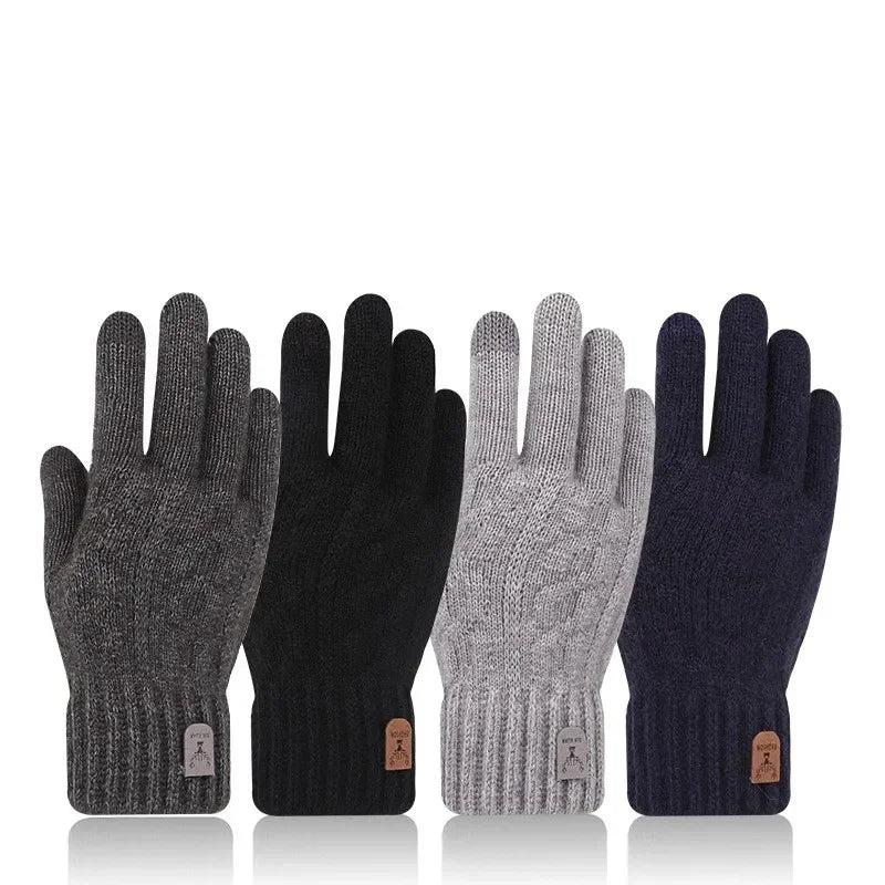Warme Herren Touchscreen Handschuhe Strick mit Fleece für den Winter