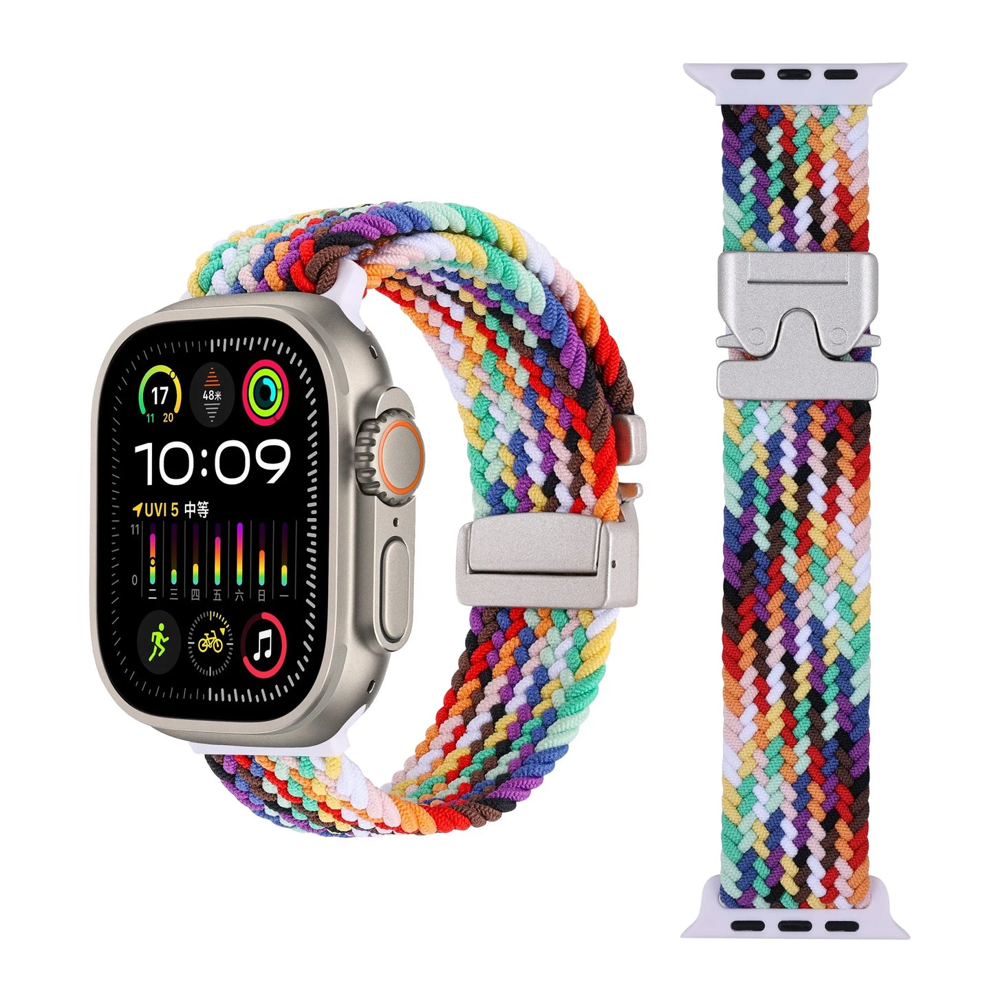 Geflochtenes Fallschirm-Nylonarmband mit Metallverschluss für Smartwatches