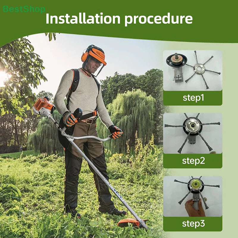 Universeller Stahldraht-Rasentrimmerkopf 3/6 Cutter für Hausgarten