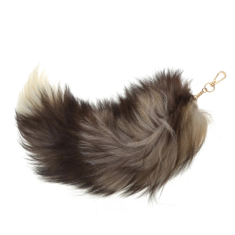Plüsch Fuchsschwanz Schlüsselanhänger 40 cm pelziger Tierschwanz Anhänger