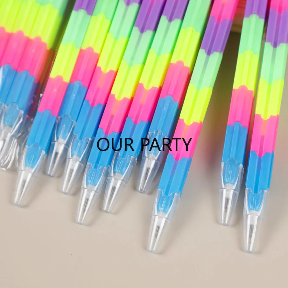 12er Set Stapelbare Regenbogen Blockstifte als Partygeschenk Kinder