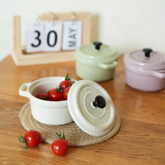 200ml Keramikschüssel mit Deckel für Auflauf, Creme Brulee & Suppe