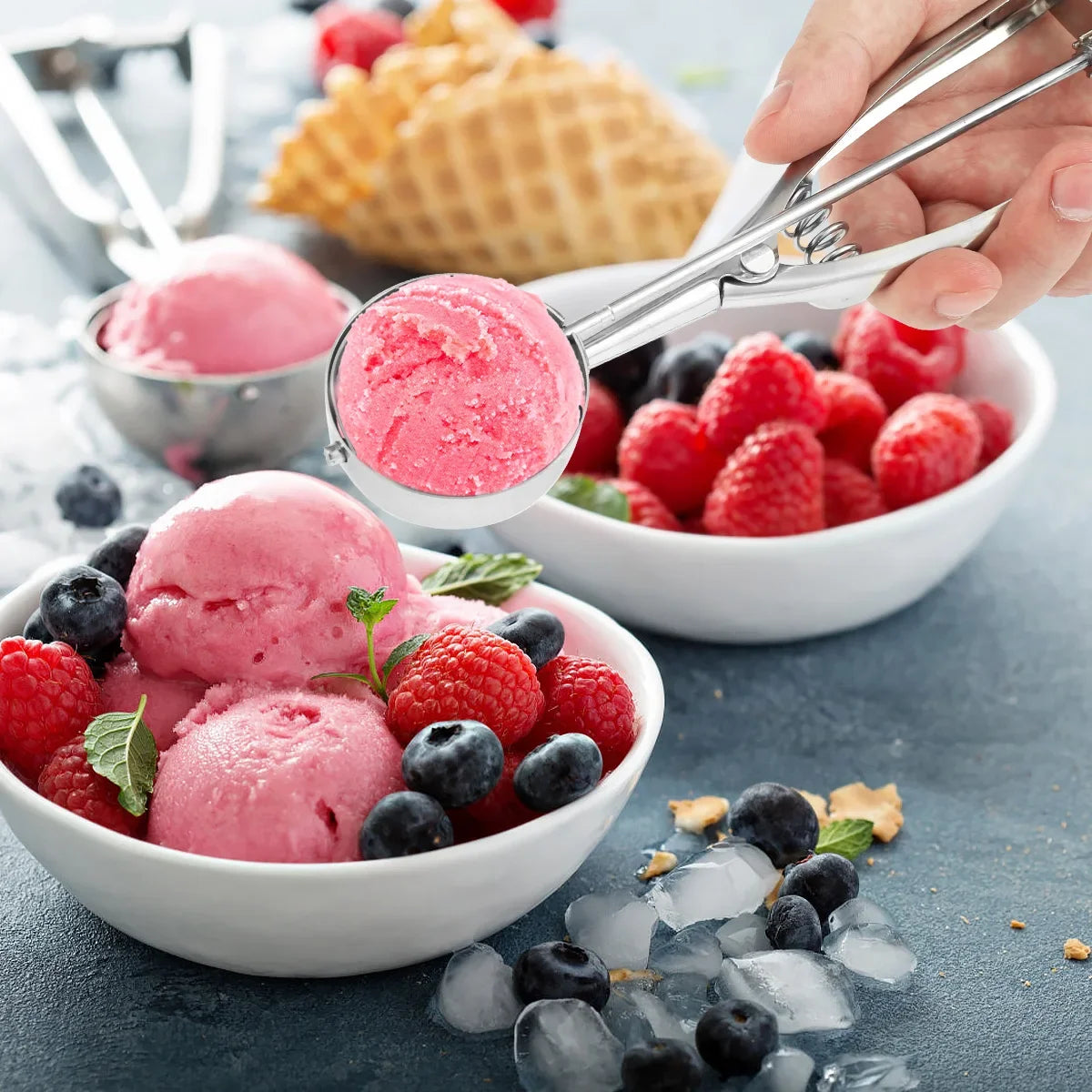 Multifunktionales 3 teiliges Eisschaufel Set aus Edelstahl