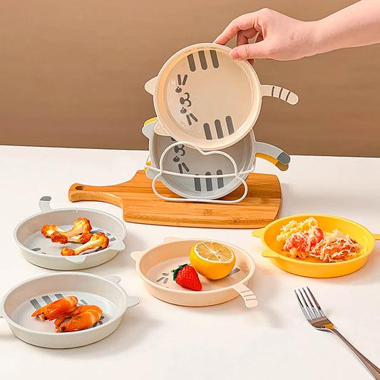 Niedlicher Katzenmuster Kunststoff Dessert Snack Teller spülmaschinenfest