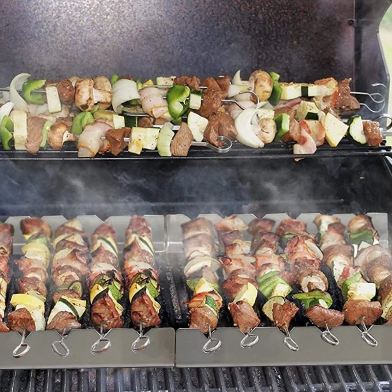 Robustes 2er-Set Edelstahl Spießhalter – Sicheres Grillen für Kebab - BBQ