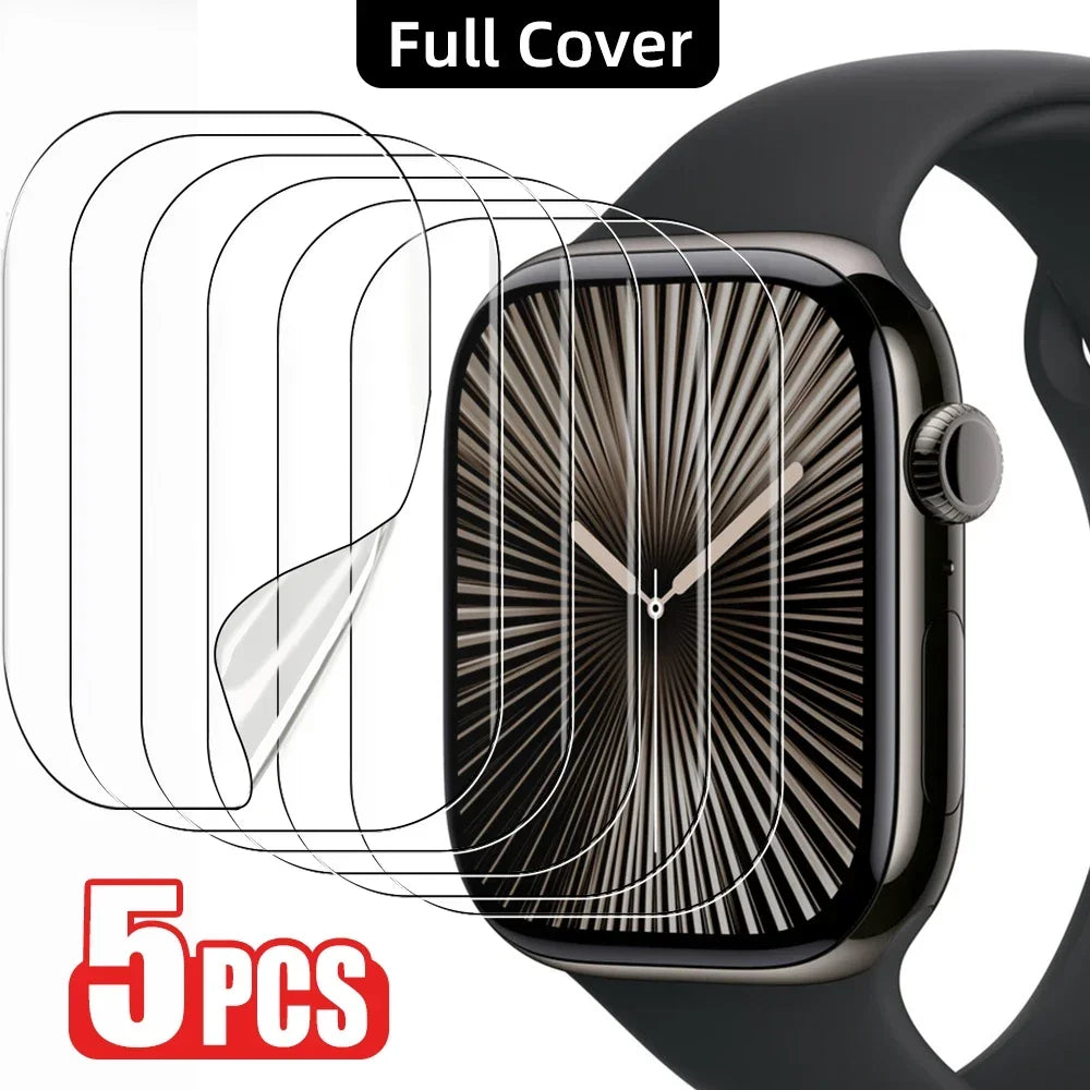 5er Set ultradünne Schutzfolie für Smartwatch Displays 40mm-49mm