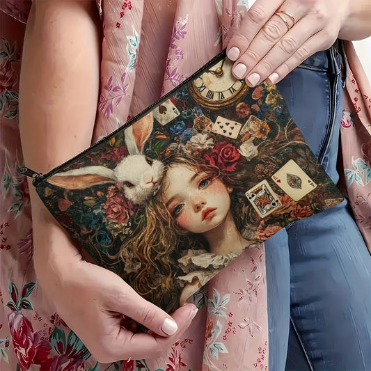 Weiße Kosmetiktasche mit verträumtem Kaninchenmotiv-Yabubestshop