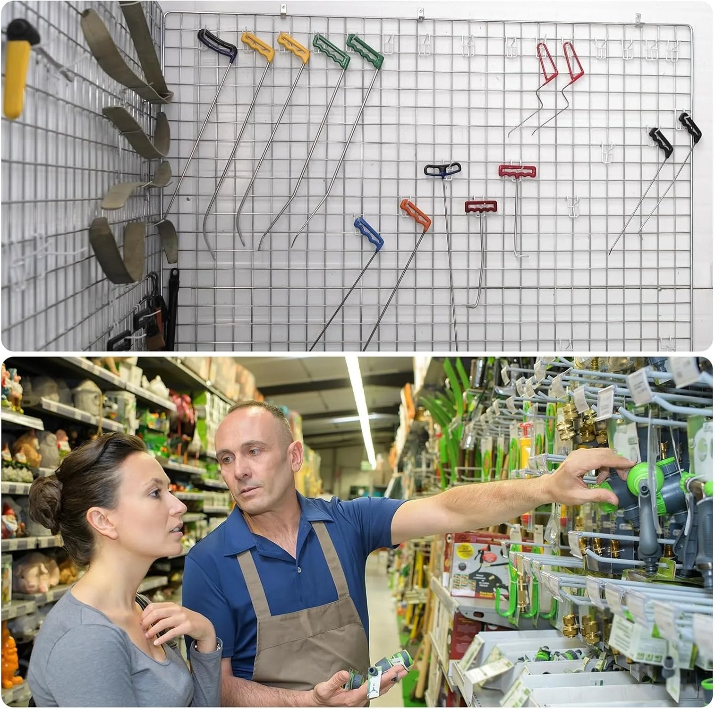 Mesh Gitterhaken Set Robuste Display Haken für Wandaufbewahrung Garage