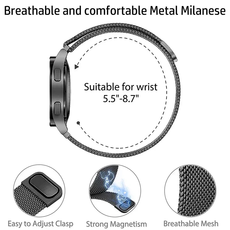 Elegantes 20/22mm Milanese Loop Magnetarmband aus Edelstahl – Unisex - Verstellbar