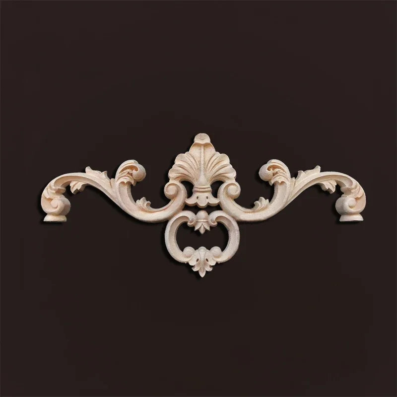 Elegante Holz Applikation für Möbel & Wanddeko – Blumenschnitzerei