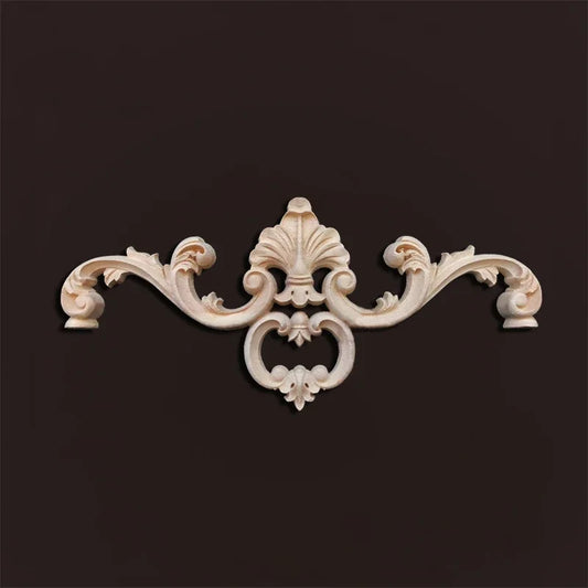 Elegante Holz Applikation für Möbel & Wanddeko – Blumenschnitzerei