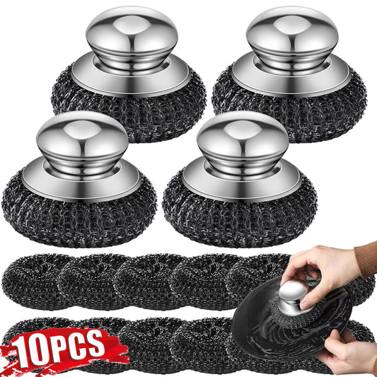 Edelstahl Topfbürste kurzer Griff 8,5 cm Durchmesser für Küche