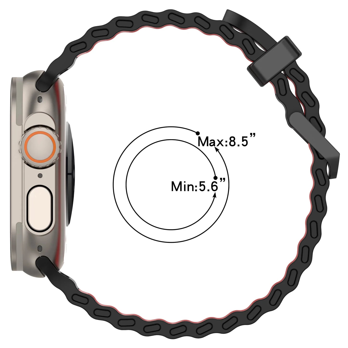Zweifarbiges Silikonarmband 21cm Sportlich Leicht für Smartwatches