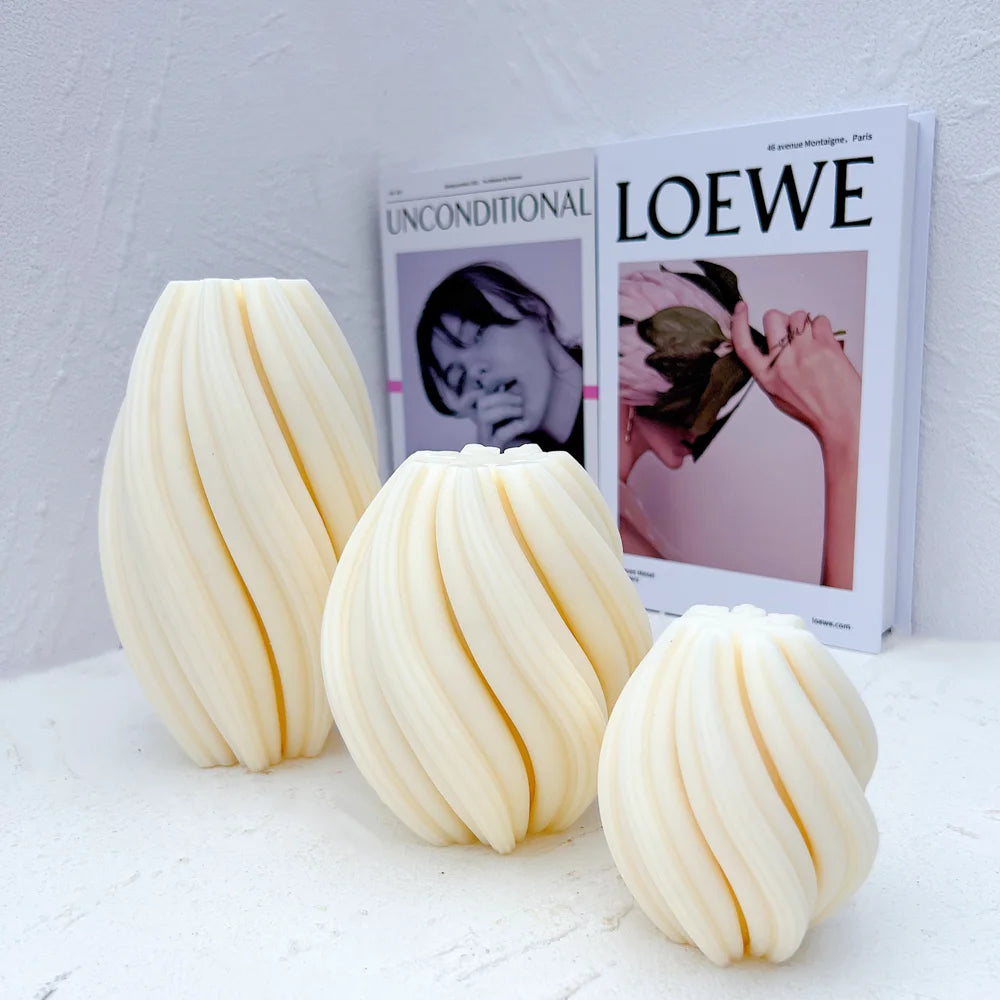 Geometrische Wellenwirbel Kerzenformen in drei Größen aus Silikon