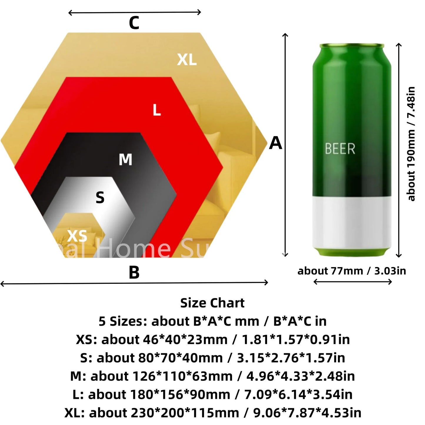 6-12 Stück sechseckige Acryl-Wandspiegel in 4 Farben mit selbstklebendem Rückseite