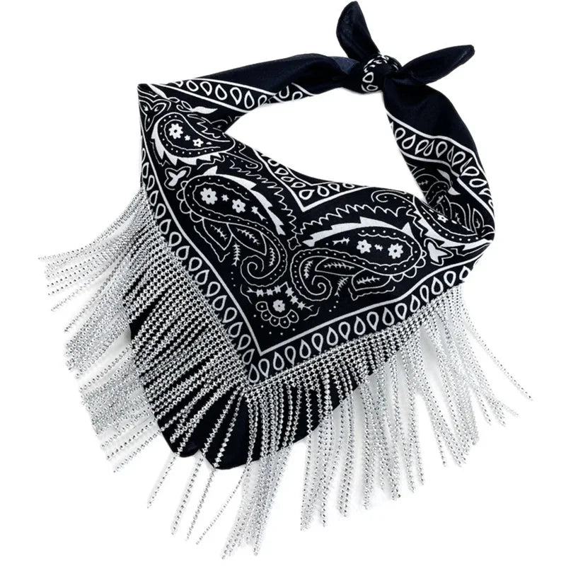 Vielseitiges Paisley Bandana mit Strassfransen für Frauen und Männer