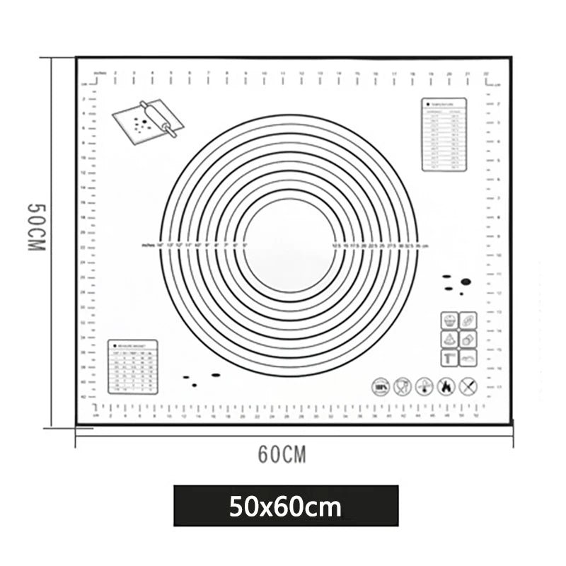 Silikon Backmatte Antihaft Teigrolle Knetmatte für Gebäck und Pizza