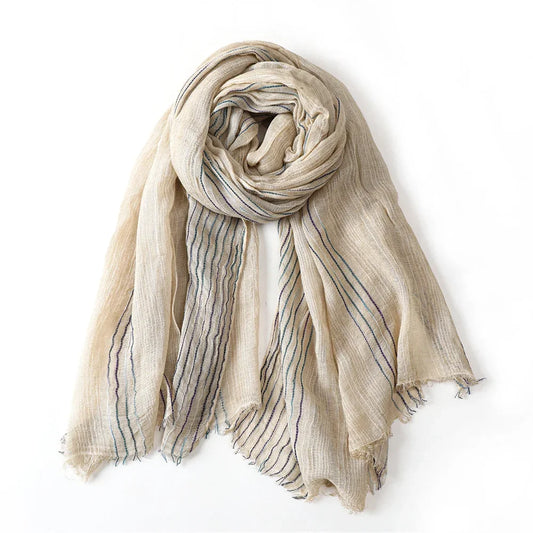 Baumwolle Leinen Herren Schal Gestreift Warm Halstuch 200x75cm Herbst Winter